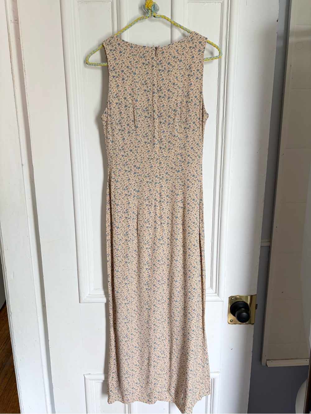 Y2K Vintage Jacob Sleeveless Floral Maxi Dress in Pale Yellow and Blue - Picture 5 of 8